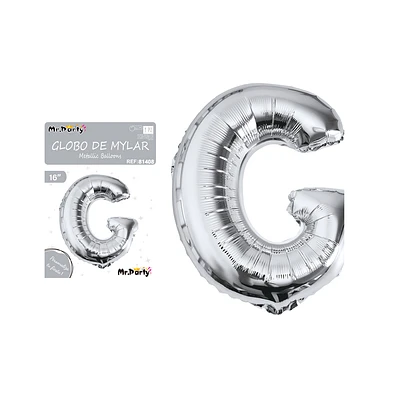 GLOBO METALICO PLATEADO 40CM LETRA G - 1