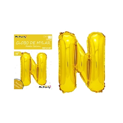 GLOBO METALICO DORADO 40CM LETRA N - 1