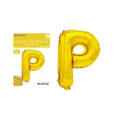 GLOBO METALICO DORADO 40CM LETRA P - 1