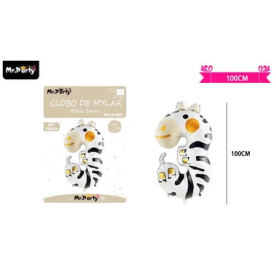 GLOBO METALICO ANIMAL 100CM NUMERO 3 - 1