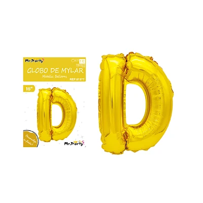 GLOBO METALICO DORADO 40CM LETRA D - 1