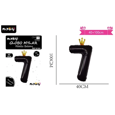 GLOBO METALICO NEGRO 40*100CM NUMERO 7 - 1