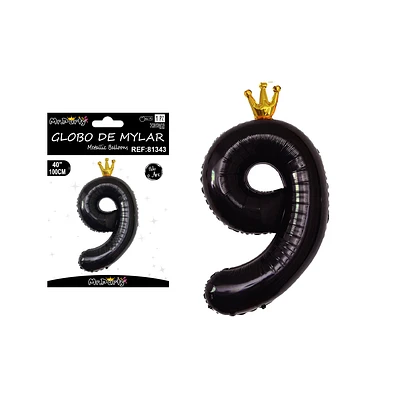 GLOBO METALICO NEGRO 40*100CM NUMERO 9 - 1