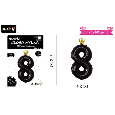 GLOBO METALICO NEGRO 40*100CM NUMERO 8 - 1