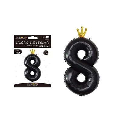 GLOBO METALICO NEGRO 40*100CM NUMERO 8 - 2