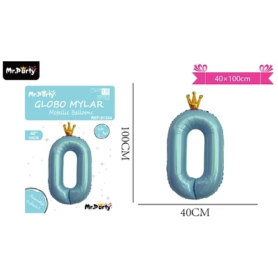 GLOBO METALICO CELESTE 100CM NUMERO 0 - 1