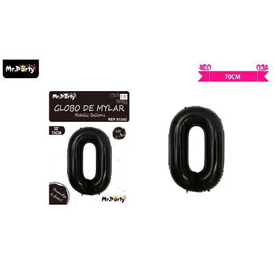 GLOBO METALICO NEGRO 70CM NUMERO 0 - 1