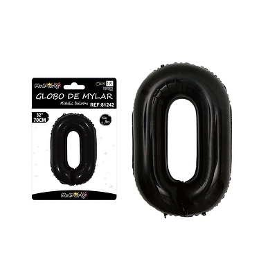 GLOBO METALICO NEGRO 70CM NUMERO 0 - 2