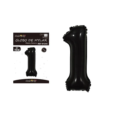 GLOBO METALICO NEGRO 70CM NUMERO 1 - 2