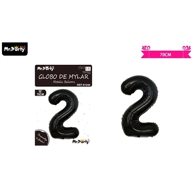 GLOBO METALICO NEGRO 70CM NUMERO 2 - 1