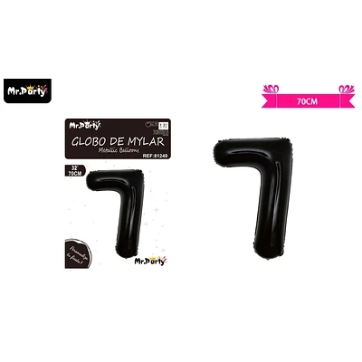 GLOBO METALICO NEGRO 70CM NUMERO 7 - 1
