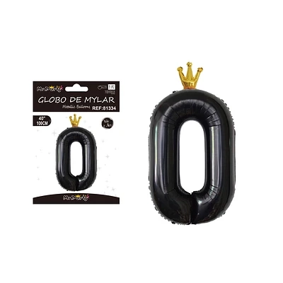 GLOBO METALICO NEGRO 40*100CM NUMERO 0 - 2