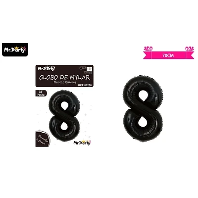 GLOBO METALICO NEGRO 70CM NUMERO 8 - 1