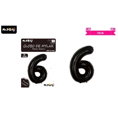 GLOBO METALICO NEGRO 70CM NUMERO 6 - 1