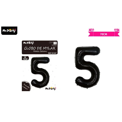 GLOBO METALICO NEGRO 70CM NUMERO 5 - 1