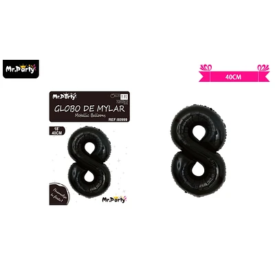 GLOBO METALICO NEGRO 40CM NUMERO 8 - 1