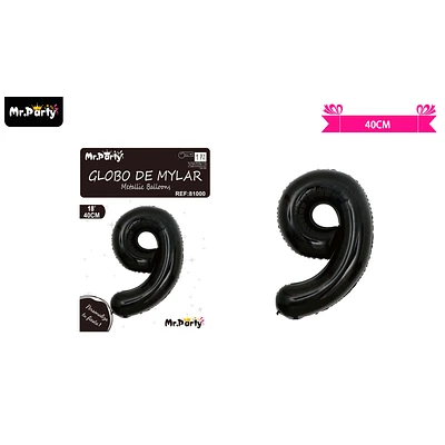 GLOBO METALICO NEGRO 40CM NUMERO 9 - 1