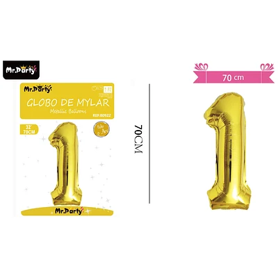 GLOBO METALICO DORADO 70CM NUMERO 1 - 1