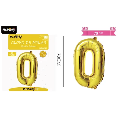 GLOBO METALICO DORADO 70CM NUMERO 0 - 1