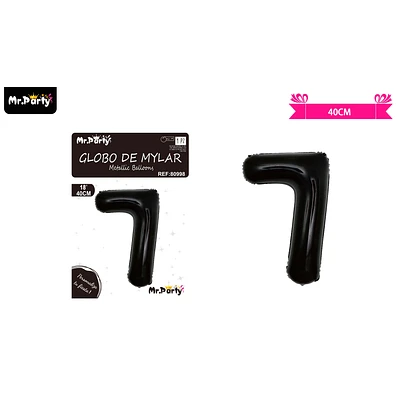 GLOBO METALICO NEGRO 40CM NUMERO 7 - 1