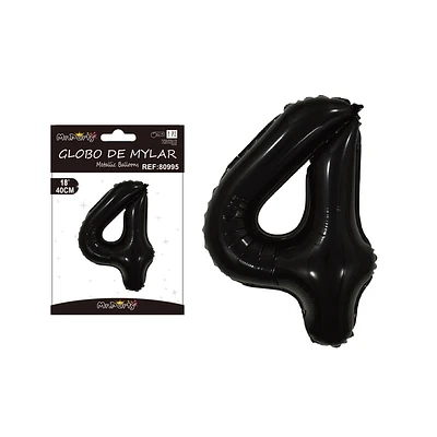GLOBO METALICO NEGRO 40CM NUMERO 4 - 1