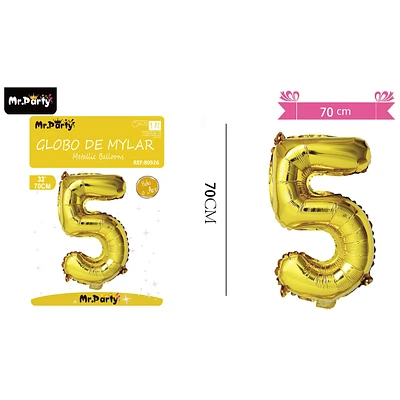 GLOBO METALICO DORADO 70CM NUMERO 5 - 1
