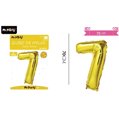 GLOBO METALICO DORADO 70CM NUMERO 7 - 1