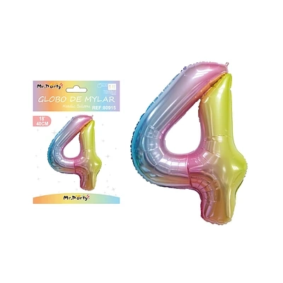 GLOBO METALICO MULTICOLOR 40CM NUMERO 4 - 2