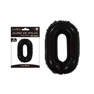 GLOBO METALICO NEGRO 40CM NUMERO 0 - 1