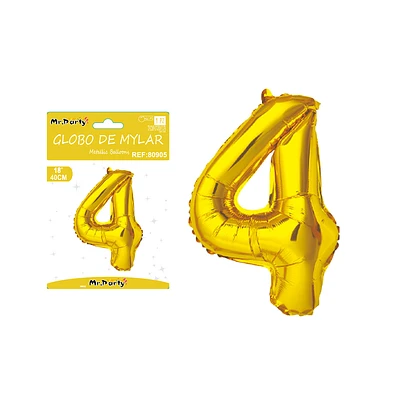 GLOBO METALICO DORADO 40CM NUMERO 4 - 1