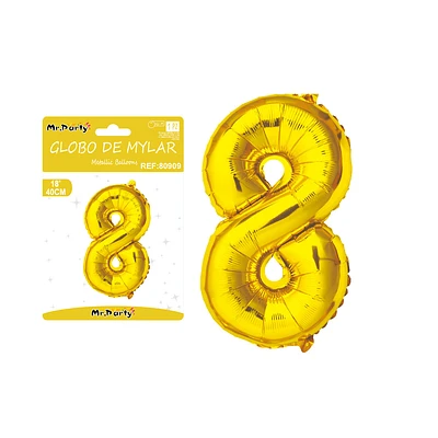 GLOBO METALICO DORADO 40CM NUMERO 8 - 1