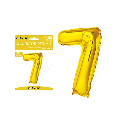 GLOBO METALICO DORADO 40CM NUMERO 7 - 1