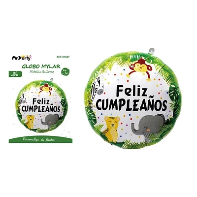 GLOBO METALICO REDONDO FELIZ CUMPLEAÑOS 45CM - 1