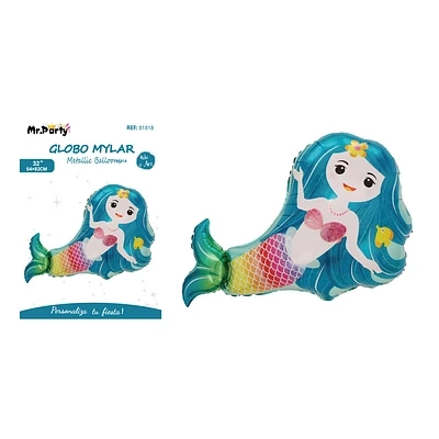 GLOBO METALICO SIRENA VERDE 82*54CM - 2