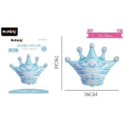 GLOBO METALICO CORONA AZUL 76*75CM - 1
