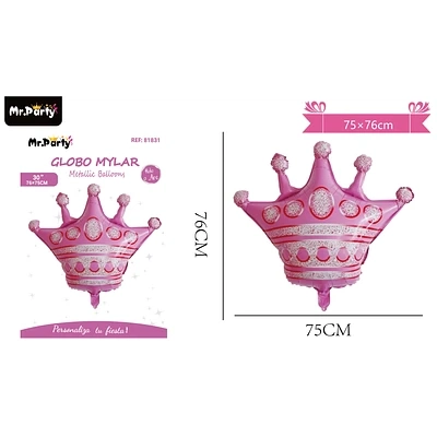 GLOBO METALICO CORONA ROSADO 76*75CM - 1