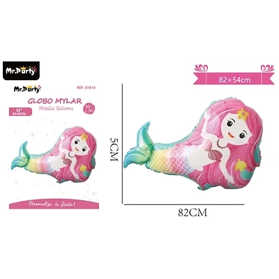 GLOBO METALICO SIRENA ROSADO 82*54CM - 1