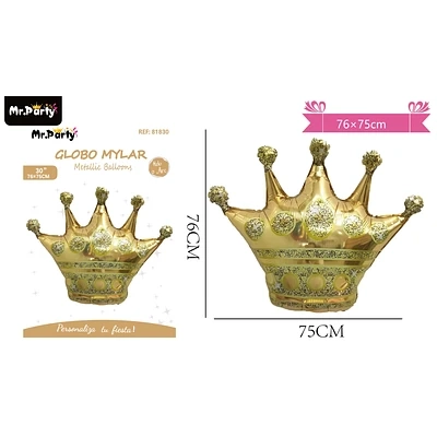 GLOBO METALICO CORONA DORADO 76*75CM - 1