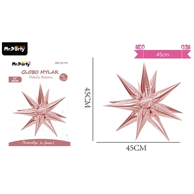 GLOBO METALICO DE ESTRELLA DORADO ROSA 55*55CM - 1