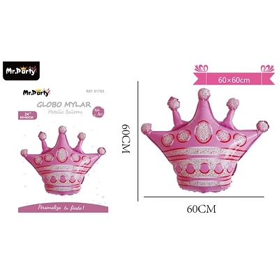 GLOBO METALICO CORONA ROSADO 60*60CM - 1
