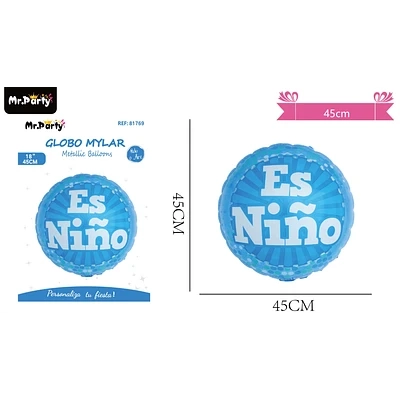 GLOBO METALIZADO BABY SHOWER ES NIÑO 45CM - 1