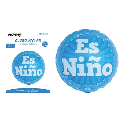 GLOBO METALIZADO BABY SHOWER ES NIÑO 45CM - 2
