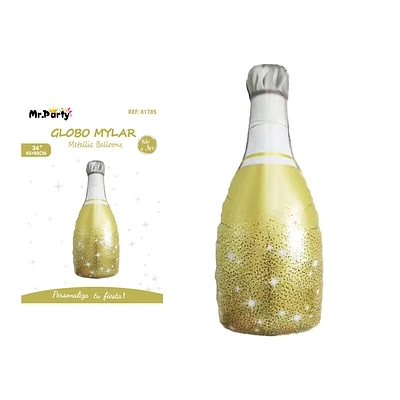 GLOBO METALICO BOTELLA DE CHAMPAN DORADO 86*45CM - 2