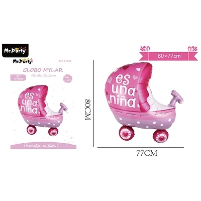 GLOBO METALICO BABY SHOWER ES UNA NIÑA 80*77CM - 1