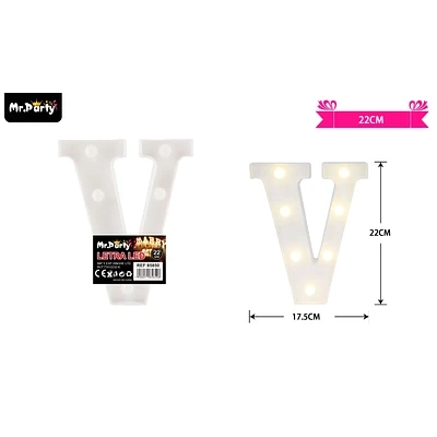 LETRA V CON LUZ LED 22CM - 1