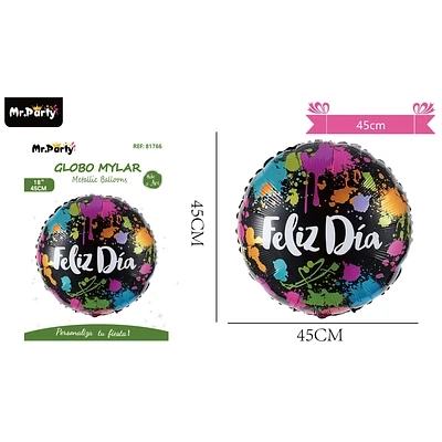 GLOBO METALIZADO REDONDO FELIZ DIA 45CM - 1