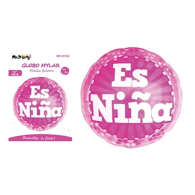 GLOBO METALIZADO BABY SHOWER ES NIÑA 45CM - 2