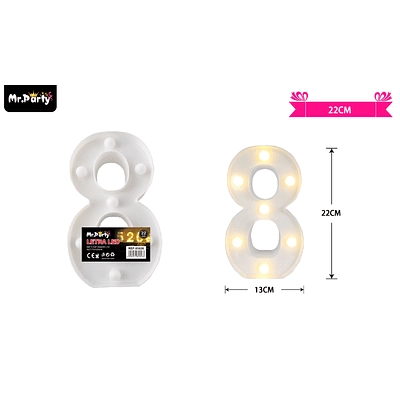 NUMERO 8 CON LUZ LED 22CM - 1