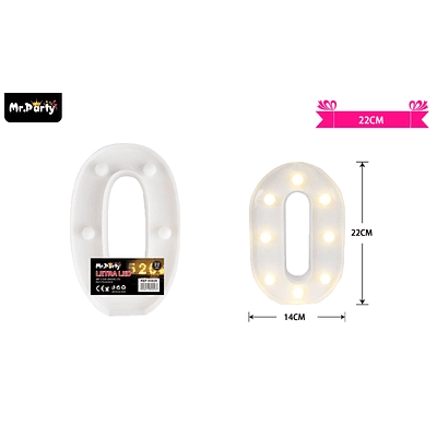 NUMERO 0 CON LUZ LED 22CM - 1