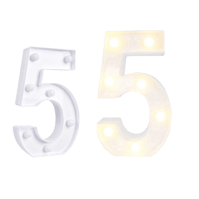 NUMERO 5 CON LUZ LED 22CM - 2
